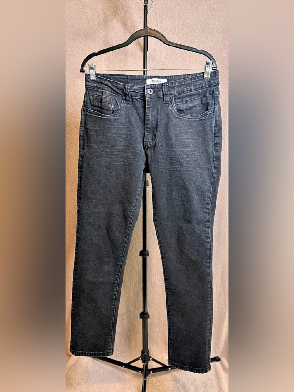 Reaction Kenneth Cole Men’s Slim Fit Black Jeans 32x30 Faded Denim